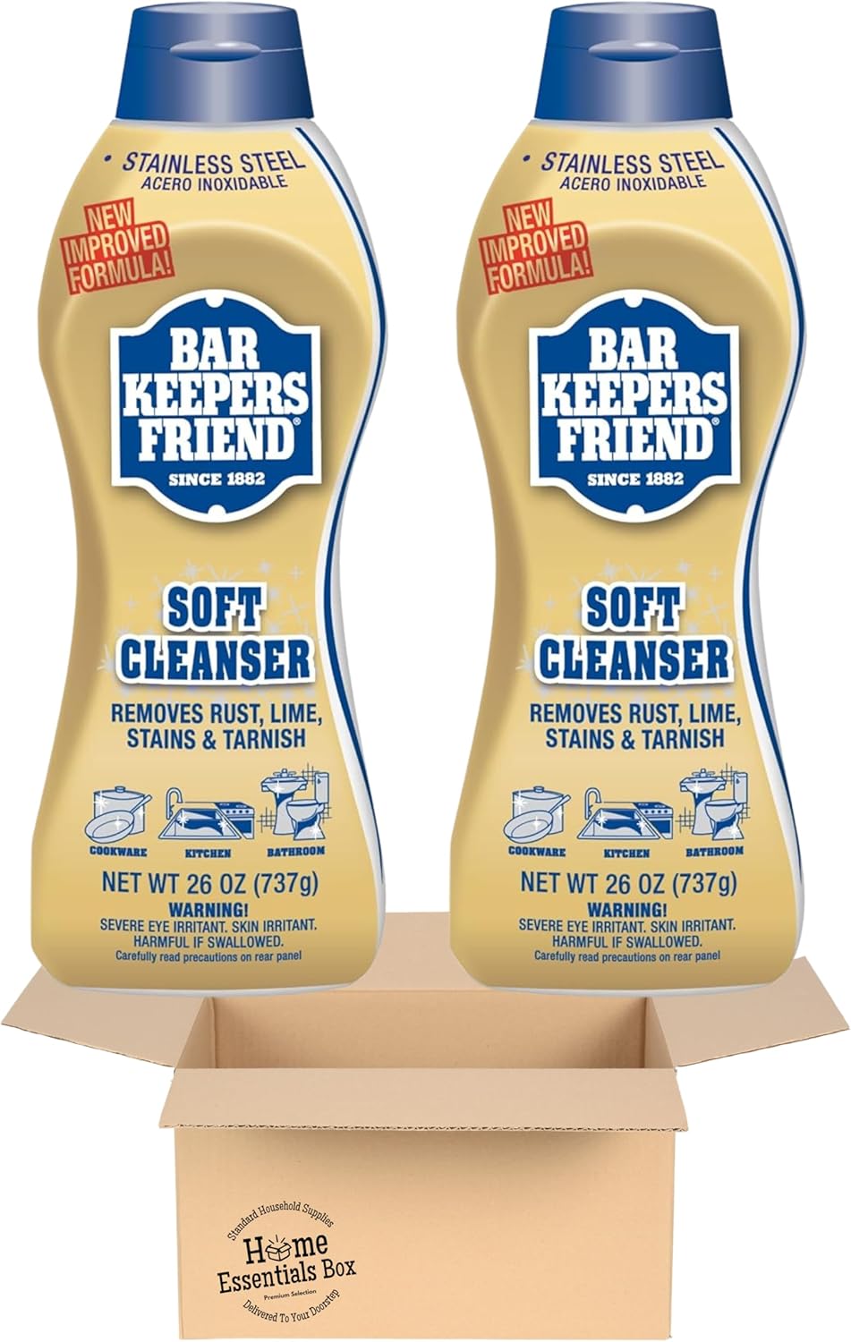 Bar Keeper Friend Soft Cleanser Liquid (2 x 26 Ounce) Multipurpose Cleaner & Rust Stain Remover for Stainless Steel, Porcelain, Ceramic, Tile & More